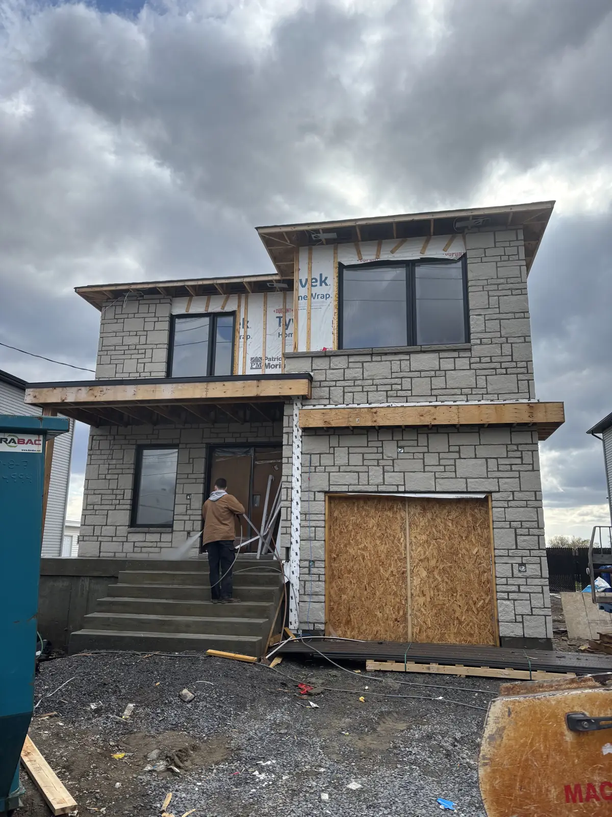 New house clad in grey stone